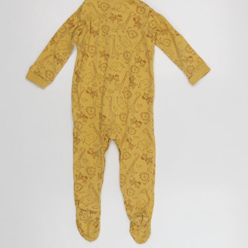 Matalan Baby Yellow Geometric Cotton Babygrow One-Piece Size 12-18 Months  Snap - Cute Animals Print