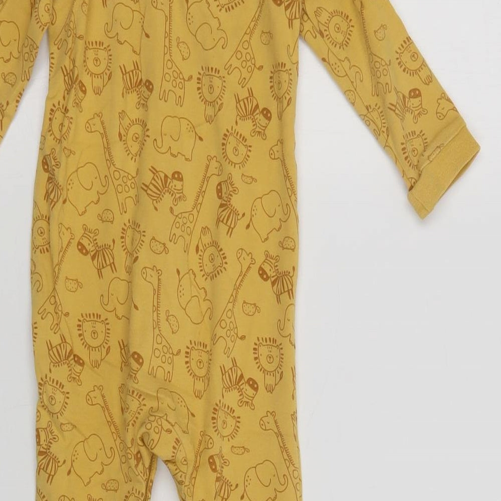 Matalan Baby Yellow Geometric Cotton Babygrow One-Piece Size 12-18 Months  Snap - Cute Animals Print