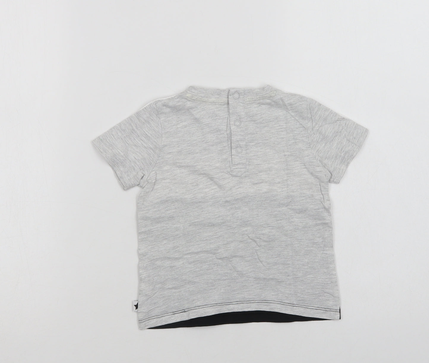 F&F Baby Grey Colourblock Cotton Basic T-Shirt Size 12-18 Months Crew Neck Snap - Little Cool Dude