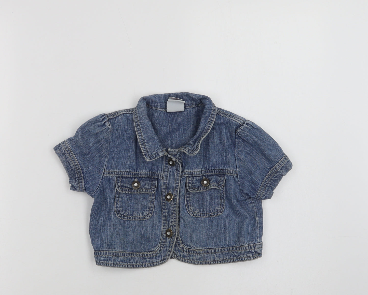 E-vie Angel Girls Black  Cotton Cropped Button-Up Size 5-6 Years Collared Button