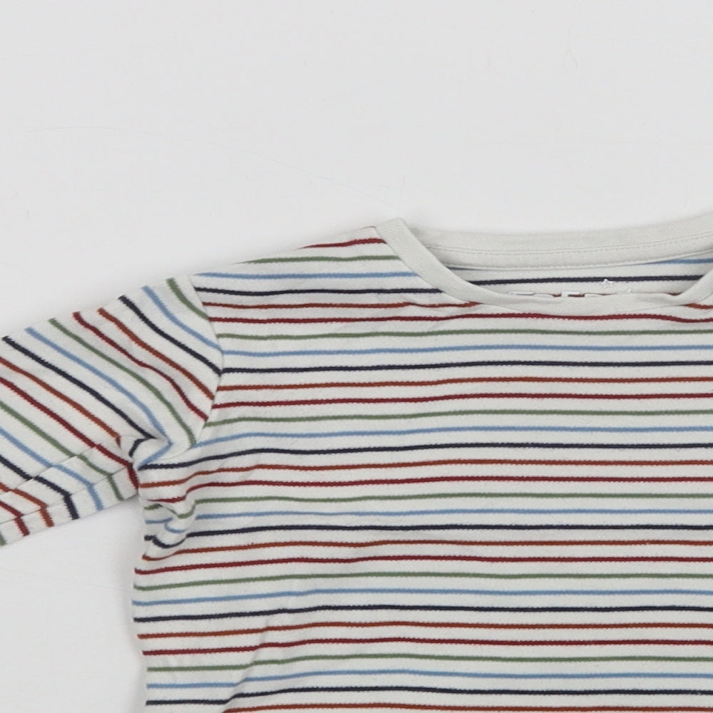 F&F Baby White Striped Cotton Babygrow One-Piece Size 12-18 Months  Snap