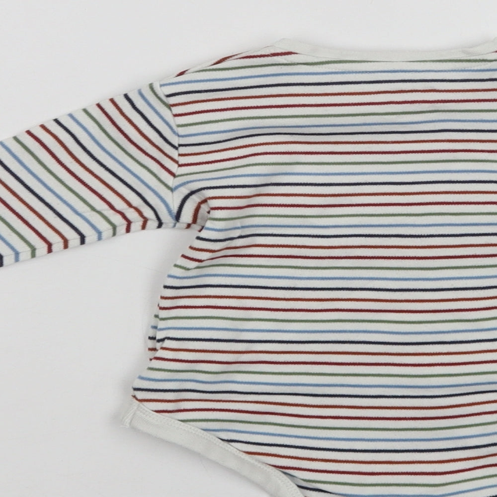 F&F Baby White Striped Cotton Babygrow One-Piece Size 12-18 Months  Snap
