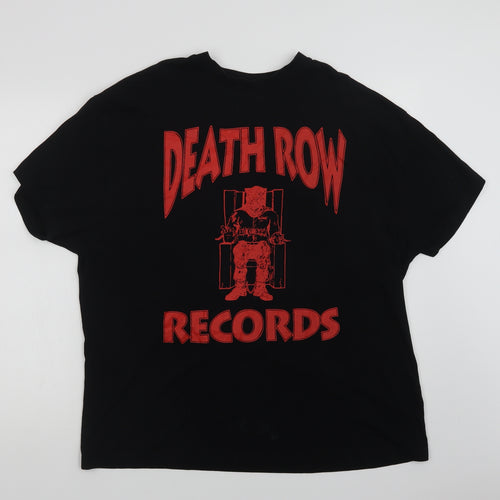 Primark Mens Black  Cotton  T-Shirt Size L Crew Neck  - Death Row Records