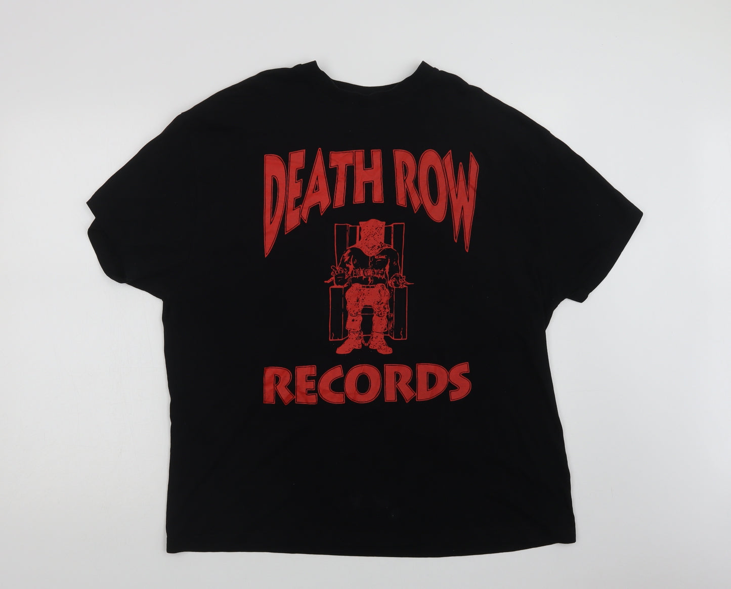 Primark Mens Black  Cotton  T-Shirt Size L Crew Neck  - Death Row Records