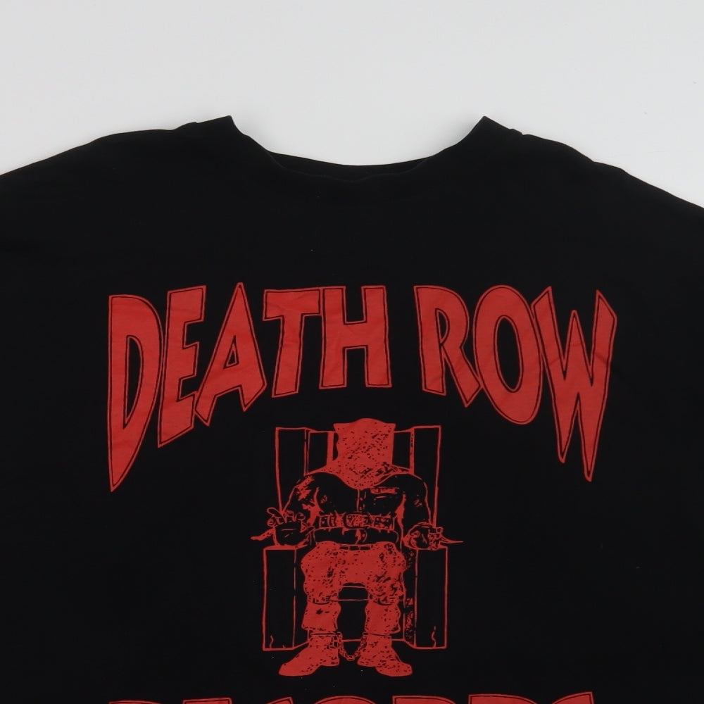 Primark Mens Black  Cotton  T-Shirt Size L Crew Neck  - Death Row Records