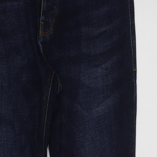 NEXT Mens Blue  Cotton Straight Jeans Size 32 L31 in Regular Button
