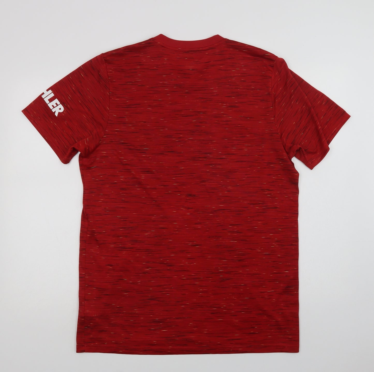 adidas Mens Red Geometric Polyester Jersey T-Shirt Size L Crew Neck  - Manchester United FC