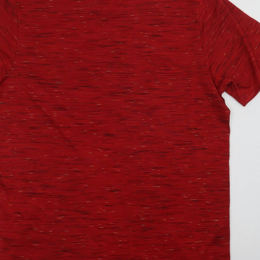 adidas Mens Red Geometric Polyester Jersey T-Shirt Size L Crew Neck  - Manchester United FC