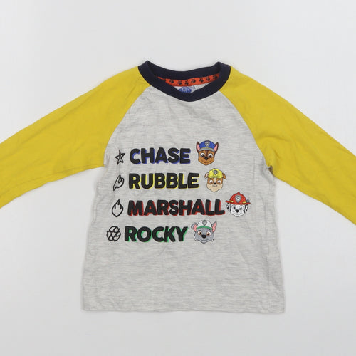 F&F Baby Grey Colourblock Cotton Basic T-Shirt Size 12-18 Months Crew Neck  - Paw Patrol
