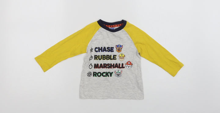F&F Baby Grey Colourblock Cotton Basic T-Shirt Size 12-18 Months Crew Neck  - Paw Patrol