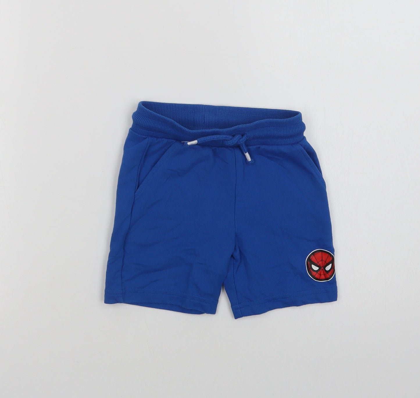F&F Boys Blue  Cotton Sweat Shorts Size 2-3 Years  Regular Drawstring - Spider-Man