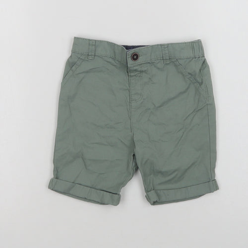 F&F Baby Green  Cotton Cropped Trousers Size 18-24 Months  Button