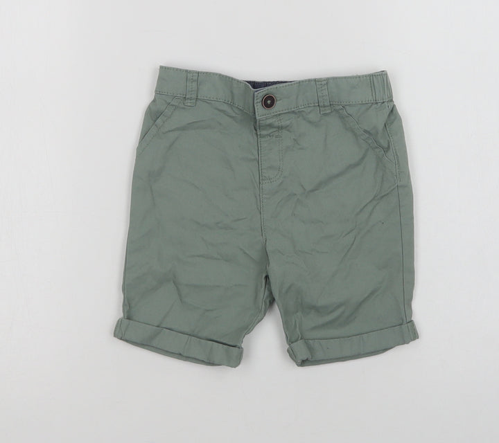 F&F Baby Green  Cotton Cropped Trousers Size 18-24 Months  Button