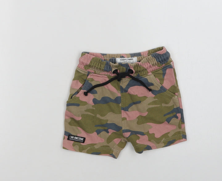 NEXT Baby Green Camouflage Cotton Cropped Trousers Size 18-24 Months  Drawstring
