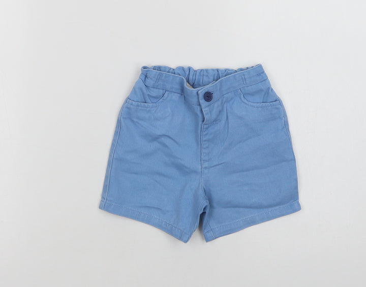 Little Bird Baby Blue Cotton Cropped Trousers Size 12-18 Months Button