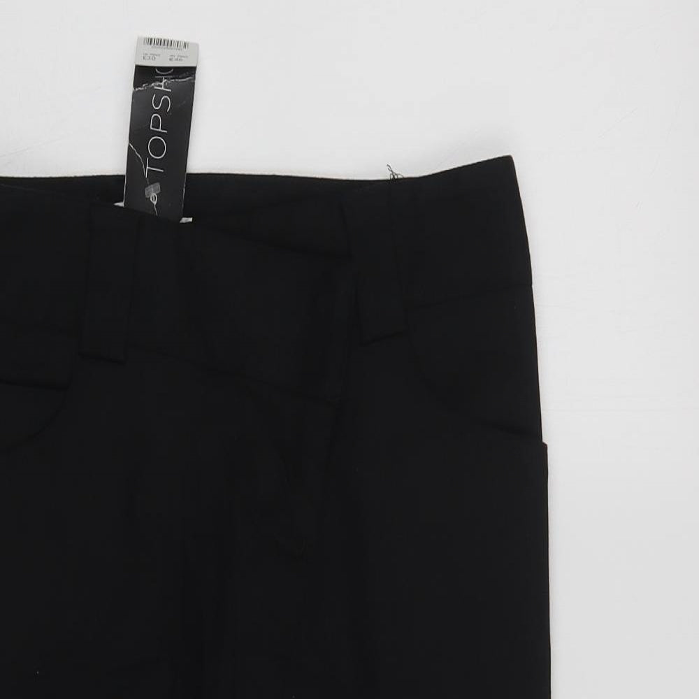 Topshop Womens Black  Cotton Straight & Pencil Skirt Size 8   Hook & Loop