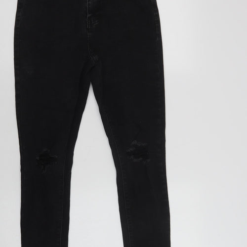 Boohoo Womens Black  Cotton Skinny Jeans Size 10 L28 in Regular Button