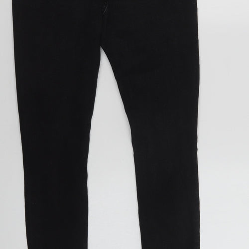 Boohoo Womens Black  Cotton Skinny Jeans Size 10 L28 in Regular Button