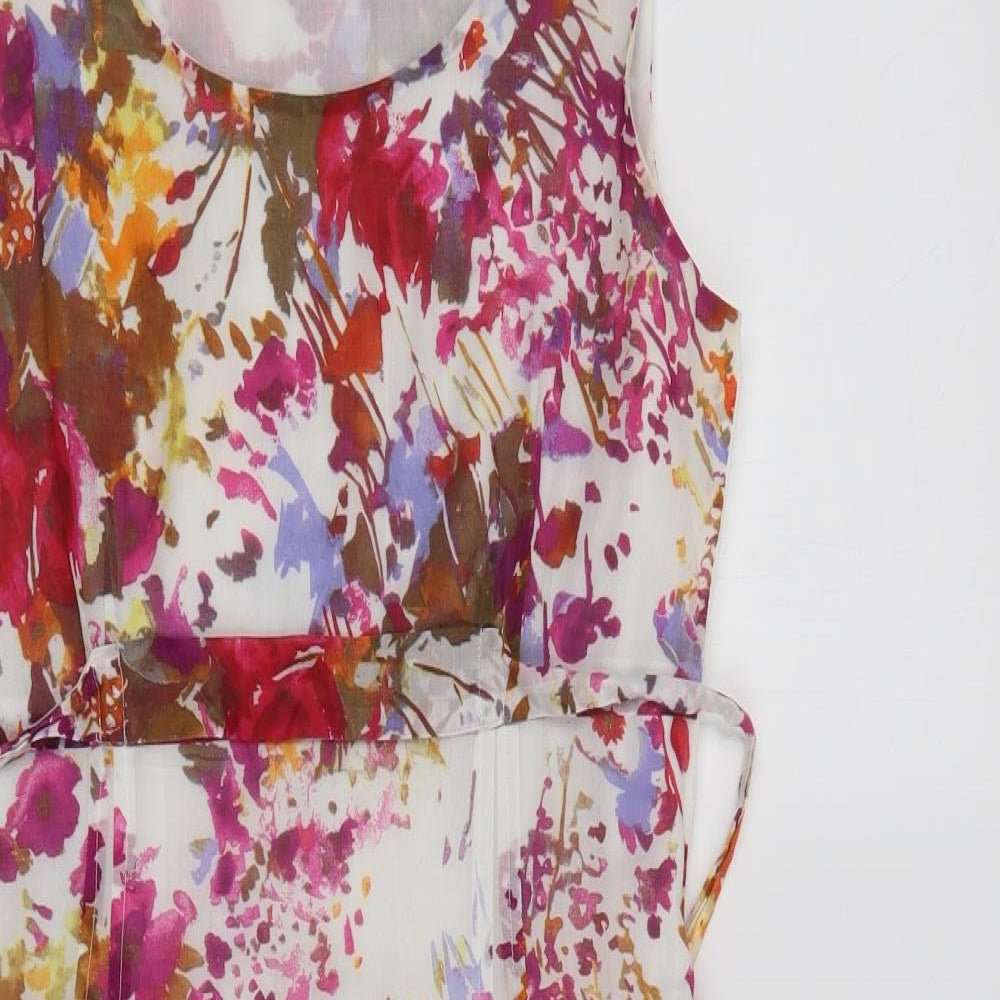 Matin blanc Womens Multicoloured Floral Cotton A-Line  Size 8  Scoop Neck Zip