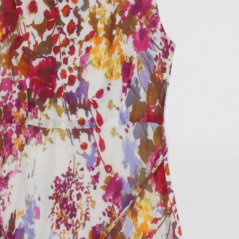 Matin blanc Womens Multicoloured Floral Cotton A-Line  Size 8  Scoop Neck Zip