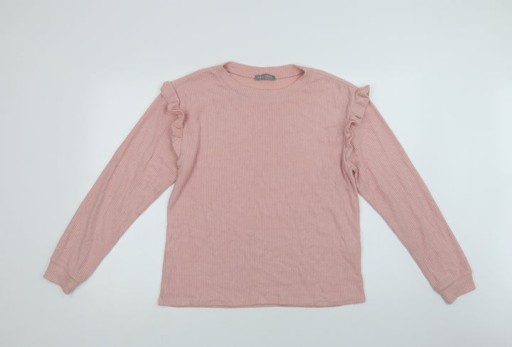 New Look Womens Pink Crew Neck  Polyester Shrug Jumper Size M