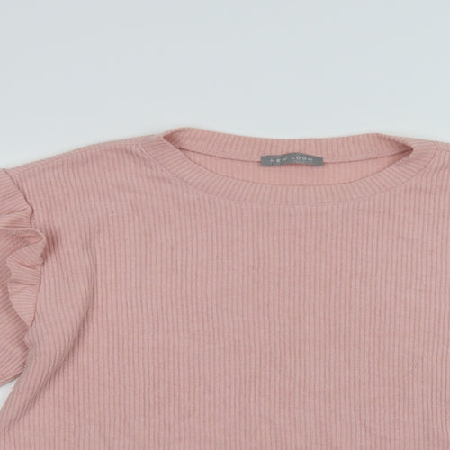 New Look Womens Pink Crew Neck  Polyester Shrug Jumper Size M