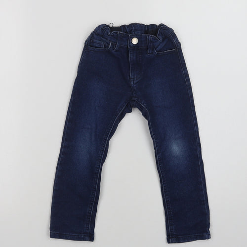 Lupilu Girls Blue  Cotton Skinny Jeans Size 4 Years  Regular Hook & Loop