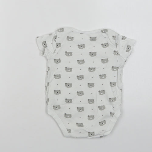 F&F Baby White Geometric Cotton Babygrow One-Piece Size 12-18 Months  Snap - Bear Print