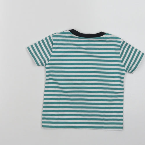 River Island Baby Green Striped Cotton Basic T-Shirt Size 12-18 Months Crew Neck  - Hello Weekend