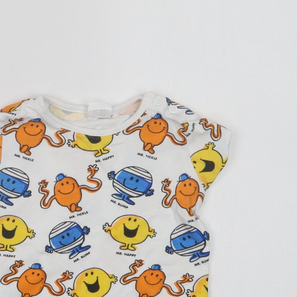 F&F Baby White Geometric Cotton Babygrow One-Piece Size 12-18 Months  Snap - Mr. Happy