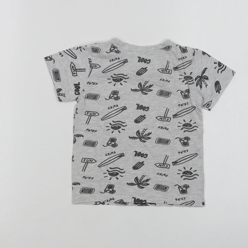 Primark Baby Grey Geometric Cotton Basic T-Shirt Size 12-18 Months Crew Neck