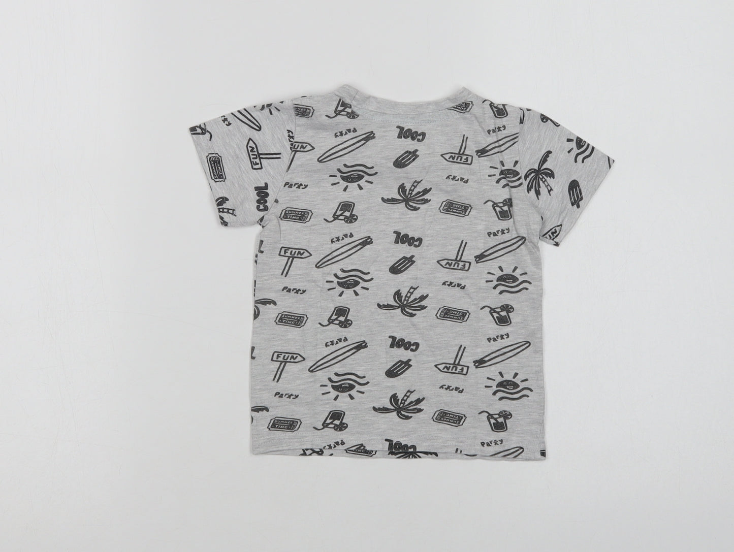 Primark Baby Grey Geometric Cotton Basic T-Shirt Size 12-18 Months Crew Neck