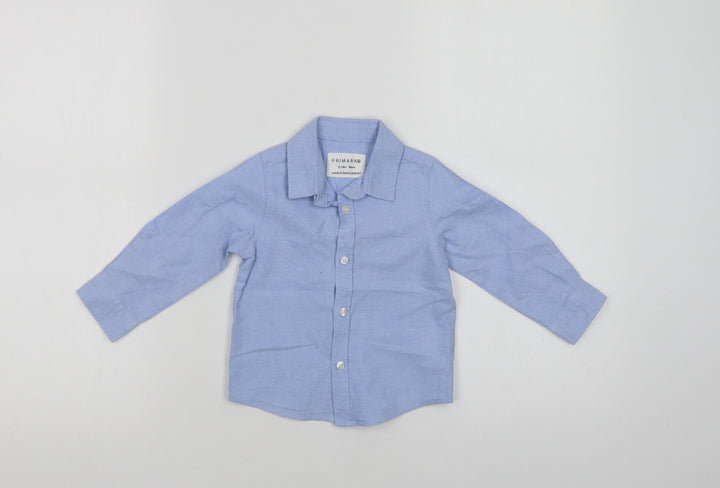 Primark Baby Blue Cotton Basic Button-Up Size 12-18 Months Collared Button