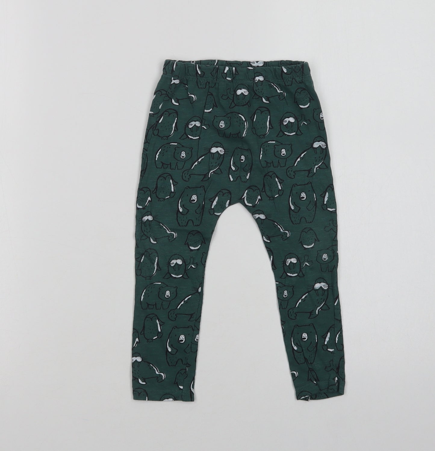 F&F Baby Green Geometric Cotton Jogger Leggings Size 18-24 Months   - Cute Animals Print