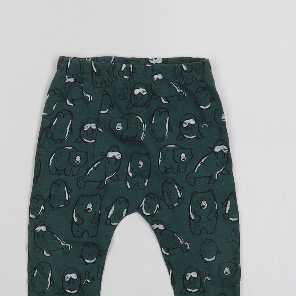 F&F Baby Green Geometric Cotton Jogger Leggings Size 18-24 Months   - Cute Animals Print