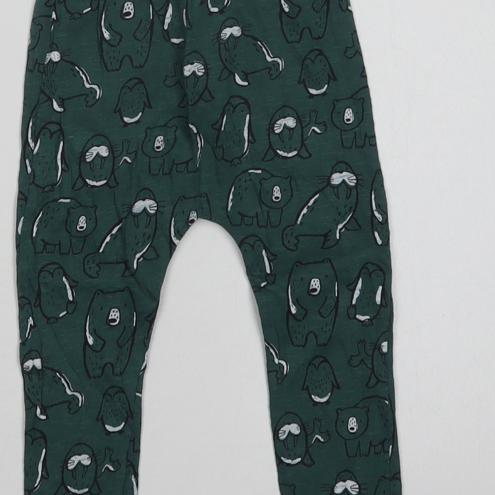 F&F Baby Green Geometric Cotton Jogger Leggings Size 18-24 Months   - Cute Animals Print