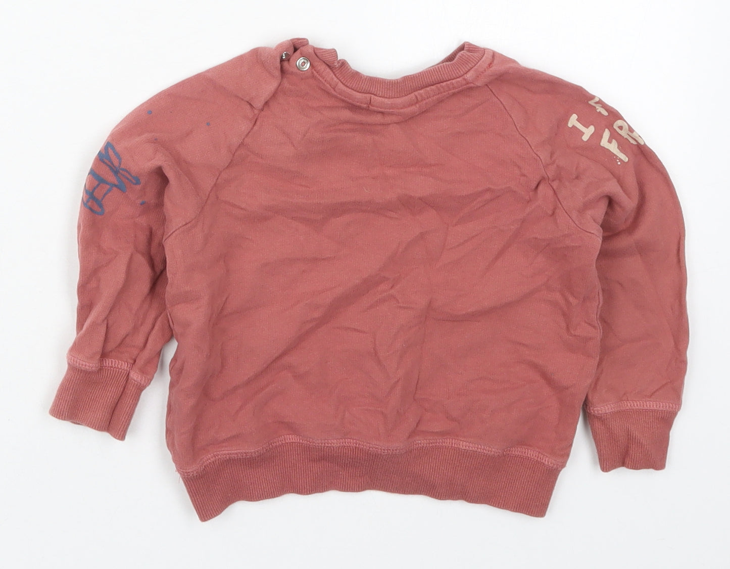 Zara Boys Red  Cotton Basic T-Shirt Size 12-18 Months Crew Neck Pullover - Plane Helicopter