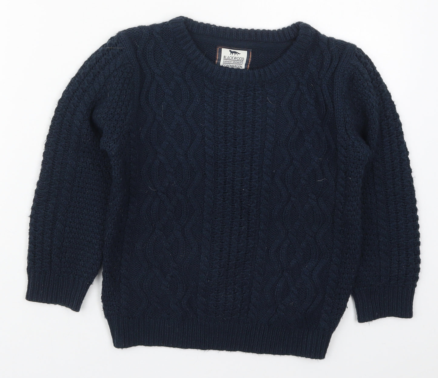 Primark Boys Blue Round Neck  Acrylic Pullover Jumper Size 6-7 Years  Pullover