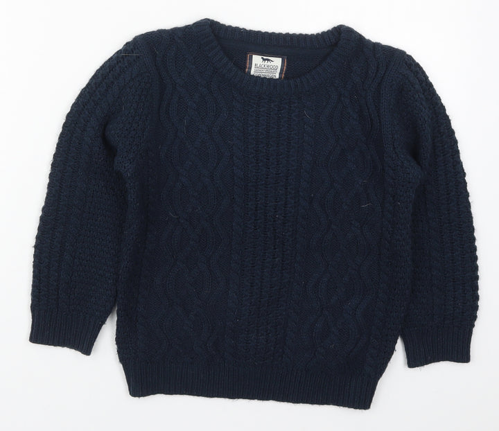 Primark Boys Blue Round Neck  Acrylic Pullover Jumper Size 6-7 Years  Pullover