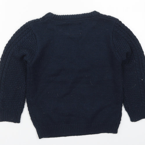Primark Boys Blue Round Neck  Acrylic Pullover Jumper Size 6-7 Years  Pullover