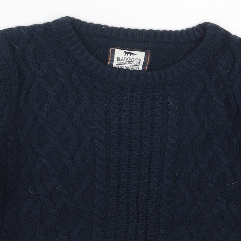 Primark Boys Blue Round Neck  Acrylic Pullover Jumper Size 6-7 Years  Pullover