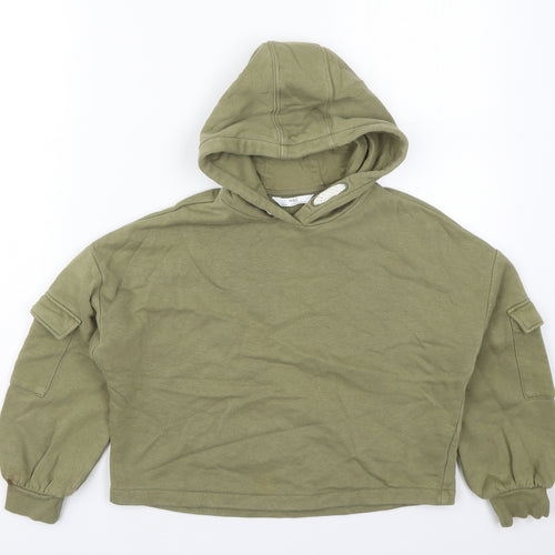 Marks and Spencer Girls Green  Cotton Pullover Hoodie Size 9-10 Years  Pullover