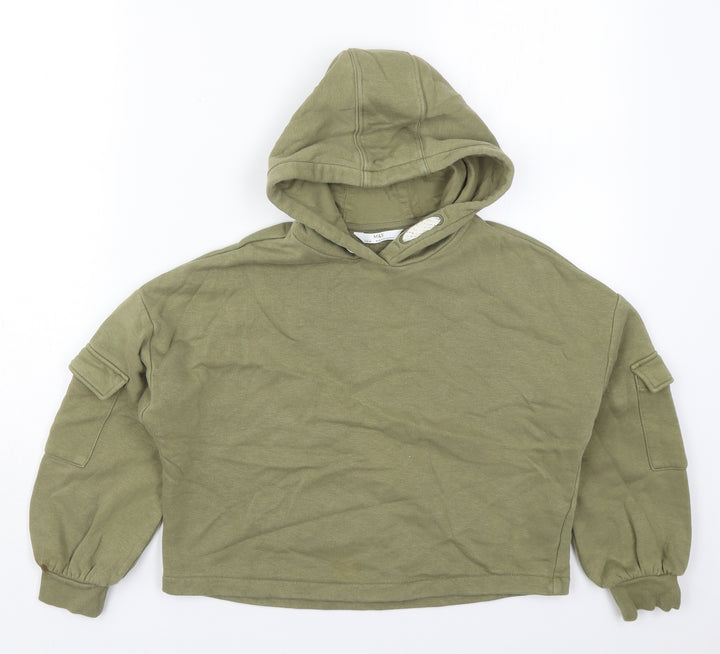 Marks and Spencer Girls Green Cotton Pullover Hoodie Size 9-10 Years Pullover