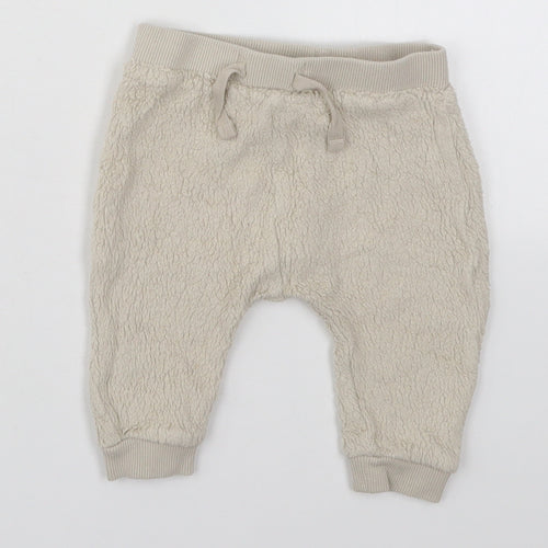 NEXT Baby Beige  Cotton Sweatpants Trousers Size 3-6 Months  Drawstring