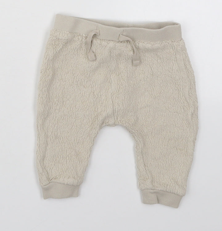 NEXT Baby Beige  Cotton Sweatpants Trousers Size 3-6 Months  Drawstring
