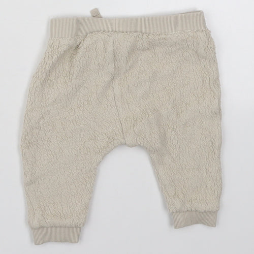 NEXT Baby Beige  Cotton Sweatpants Trousers Size 3-6 Months  Drawstring