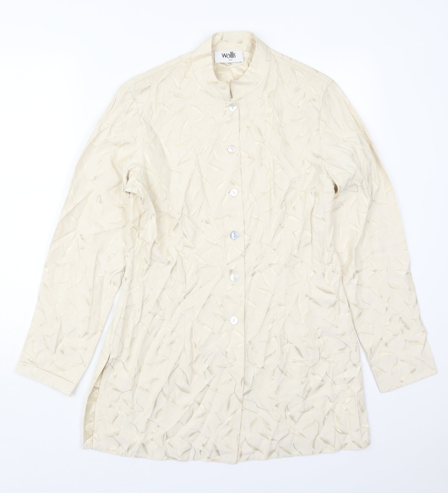 Wallis Womens Ivory Floral  Jacket  Size 12  Button - Leaf Prints