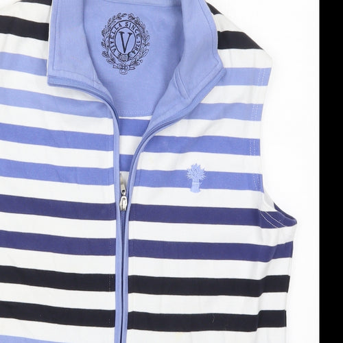 Vella Womens Blue Striped  Gilet Jacket Size M  Zip