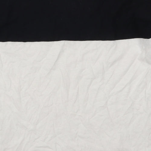 River Island Womens White Colourblock Cotton Basic T-Shirt Size 10 V-Neck - Black and White