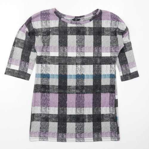 F&F Womens Purple Check Polyester Pullover Sweatshirt Size 12  Pullover